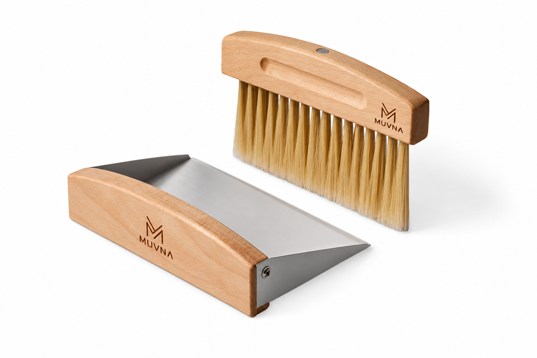 MUVNA Magnetic Coffee Cleaning Brush and Dustpan Set – White