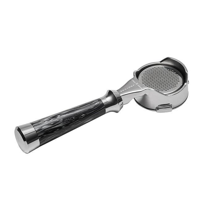 MUVNA Lucifer Series 58mm Bottomless Espresso Portafilter with Basket – Black Resin Handle