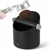 MUVNA Espresso Knock Box 1.82L – Black Stainless Steel Coffee Grounds Bin with Removable Silicone Knock Bar