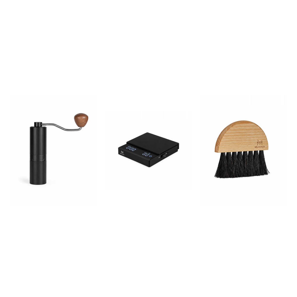 Included together: G2629 grinder, ES2421 scale and B2286 brush.